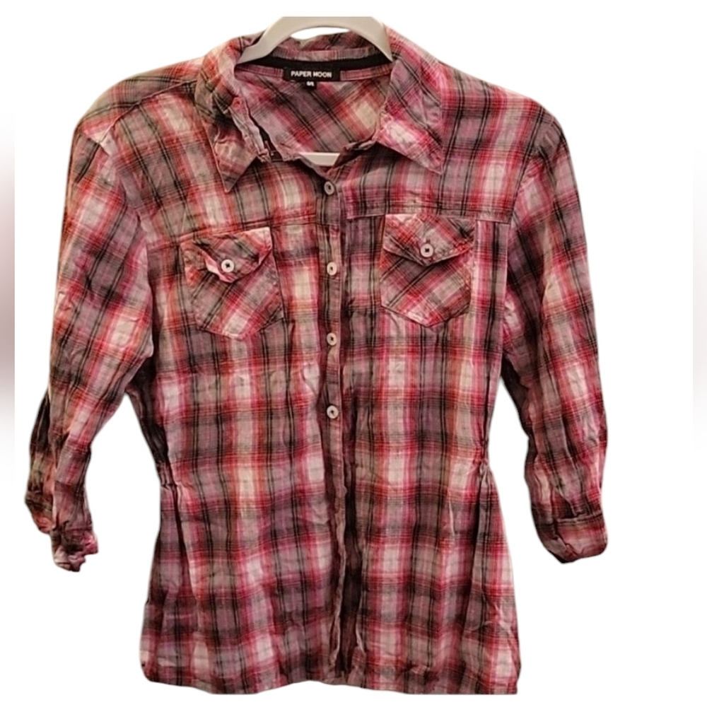 Y2K PAPER MOON Plaid Shirt M/L